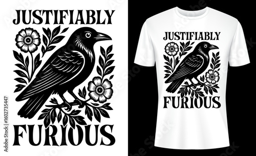 Justifiably Furious Raven Anti-Patriarchy Raven T-shirt Design