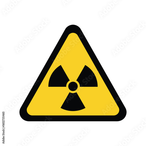 Yellow radiation warning sign, triangular nuclear hazard symbol, danger alert icon