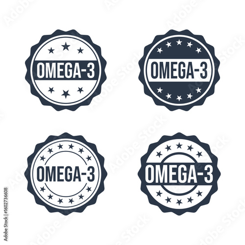 omega 3 icon set, omega fatty acid diet supplement