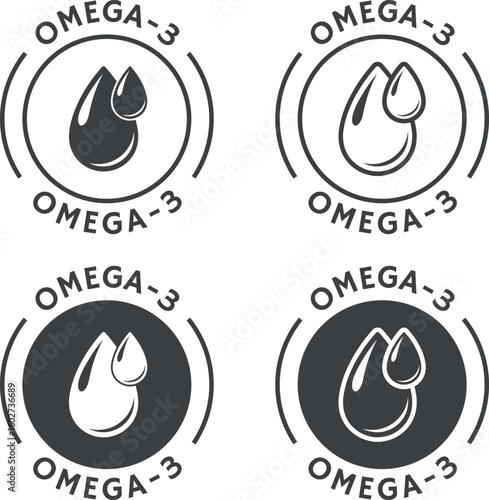 omega 3 icon set, omega fatty acid diet supplement