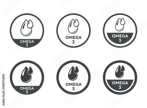omega 3 icon set, omega fatty acid diet supplement