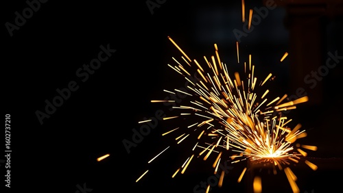 Wallpaper Mural A close-up of glowing sparks against a dark background, capturing the intensity of industrial metalworking. Torontodigital.ca