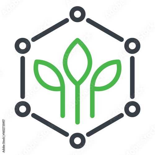 Biodegradable polymer or plastic line icon