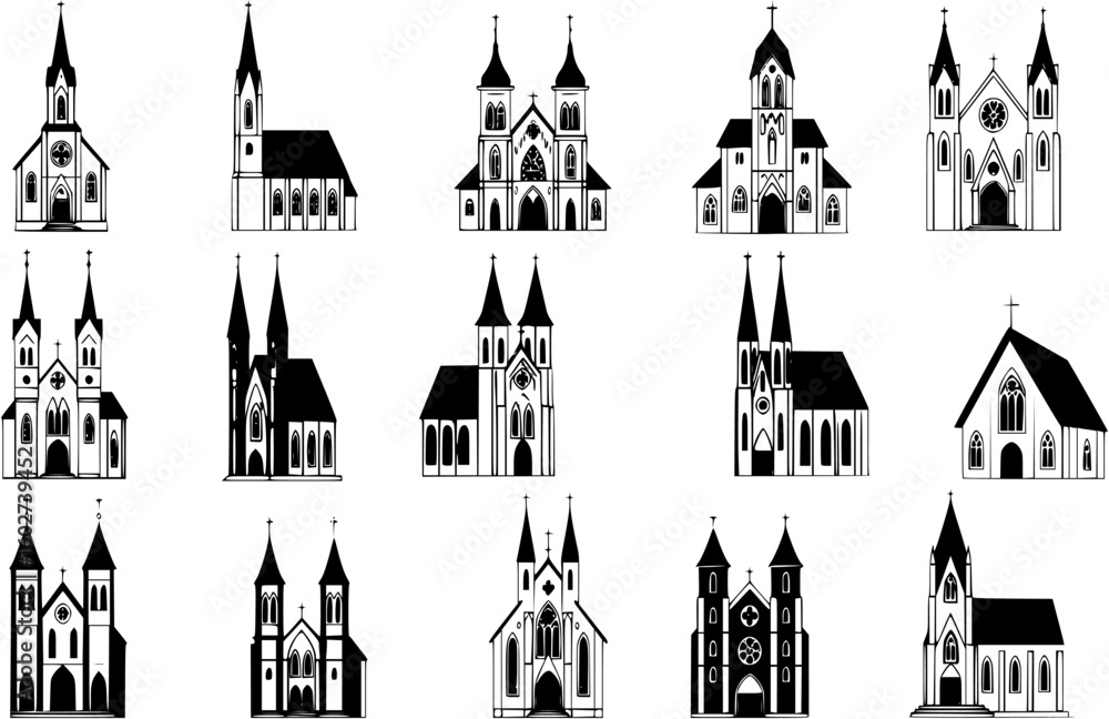 Fototapeta premium vector drawing church flat style .Generative AI 