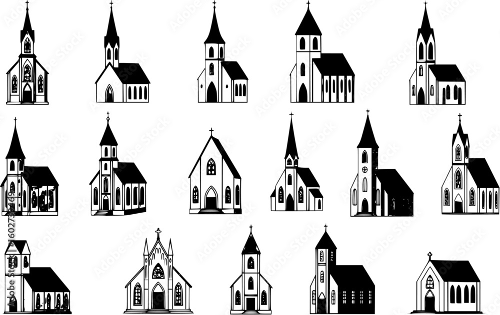 Obraz premium vector drawing church flat style .Generative AI 