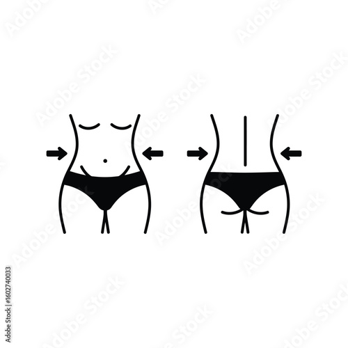 Female Body Weight Loss Transformation Vector, Slimming Diet Progress, Before After Fitness Icon