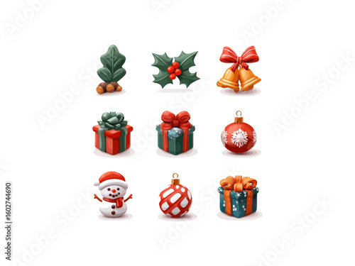 Festive christmas ornaments and gifts holiday season