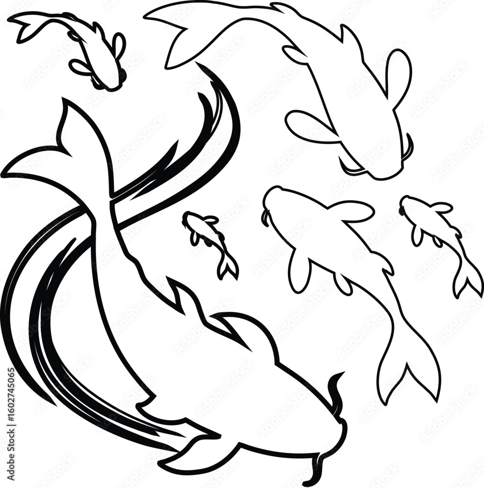 Obraz premium Collection of various fish icon vector of fish pictograms fresh looking