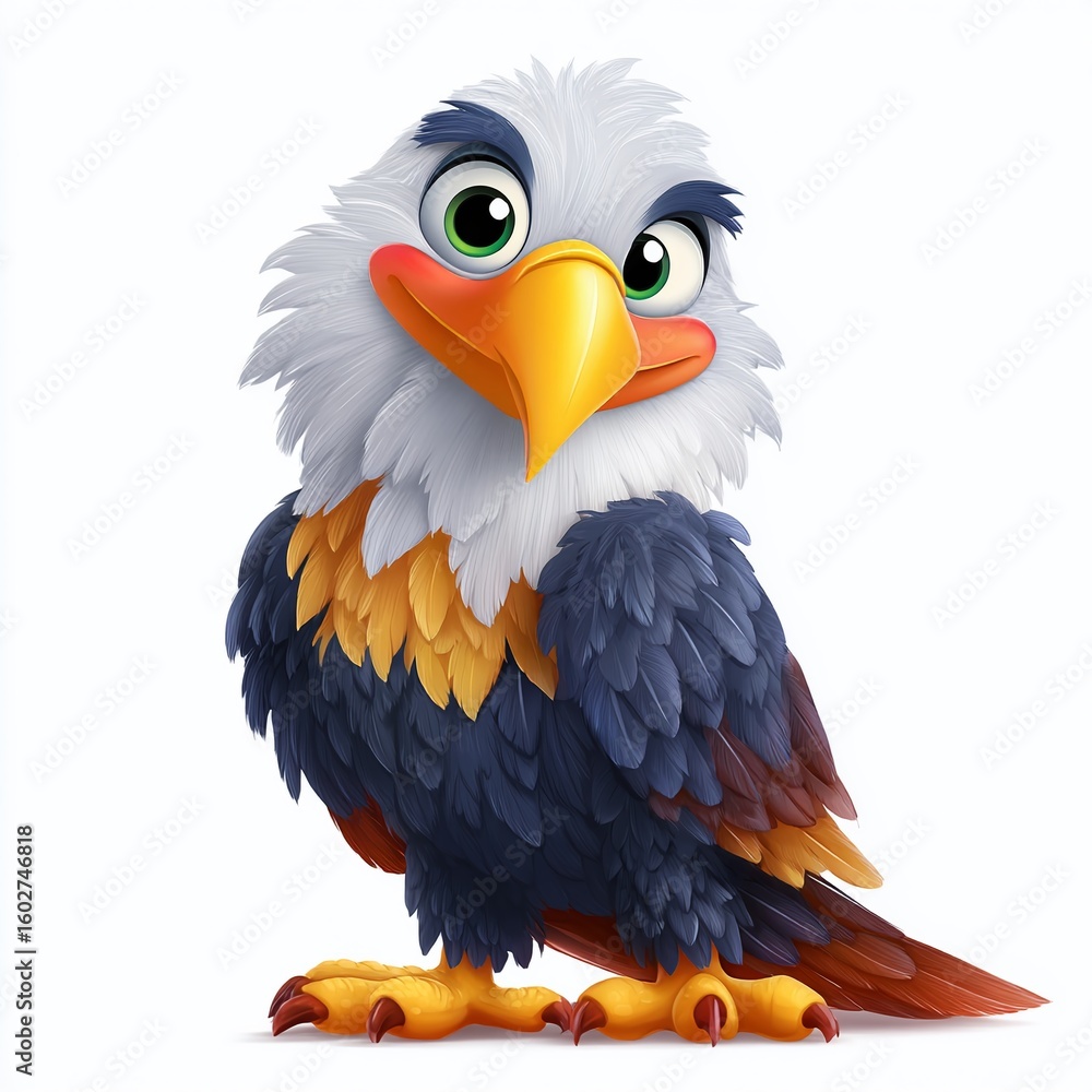 Fototapeta premium Majestic Cartoon Eagle A Striking Illustration of Avian Pride and Power Perfect for NatureThemed Prints Posters and