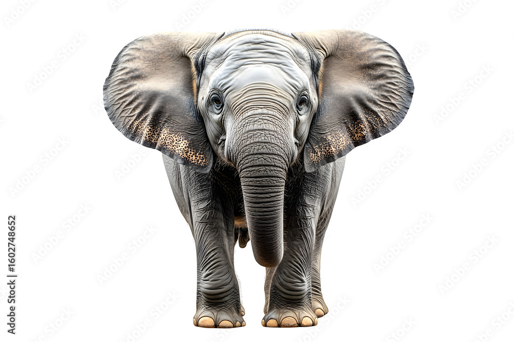 Obraz premium Asian elephant front view, isolated on white background