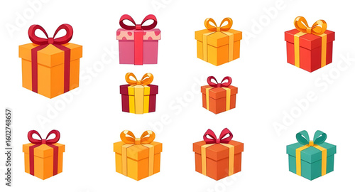 Colorful gift set, Gift box collection, Birthday gifts, Christmas presents, Decorative boxes, Festive packaging, Surprise boxes, Celebration gift set, Party gift boxes, Ribbon tied boxes, Stack of gif