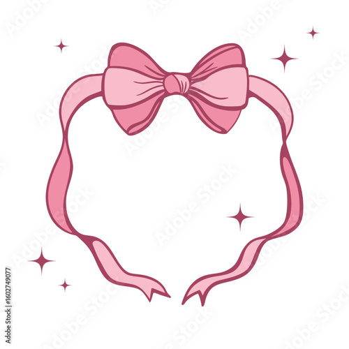 Wallpaper Mural Vintage frame made of bow and ribbon for greeting card, invitation, birthday party decor. Hand drawn ribbon and bow good element for you deign. Torontodigital.ca