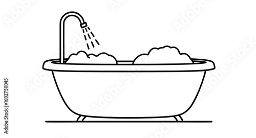 bath decor, bathroom essentials, tub faucet, bath bubbles, bathtub with foam, bathtub filled, indoor tub, bathroom hygiene, wellness concept, bathtub cartoon, bath time, bathing tub, simple bathtub ic