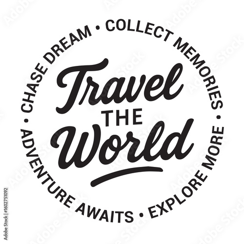 Travel the world, chase dream, collect memories, adventure awaits, explore more, inspirational design quote, motivational quotes, typography illustration lettering quotes