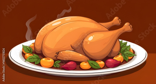 roasted chicken, roasted chicken with garnish, roasted chicken with herbs, roasted chicken with vegetables platter, baked chicken gourmet, roasted chicken presentation, roasted chicken plating, roaste