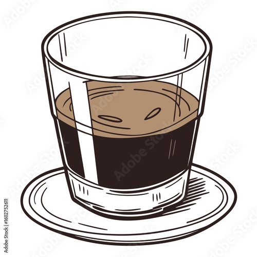 Espresso Shot Glass Vector Printable Coffee Cup Graphic Design for Cafes & Menus.