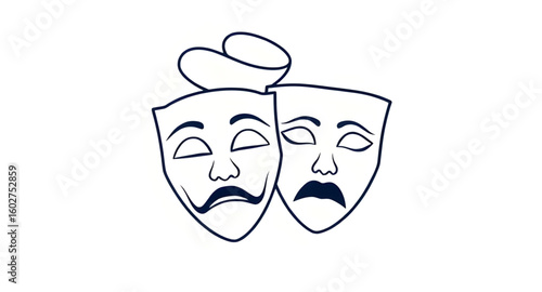 acting masks, drama symbol, comedy mask, tragedy mask, theater icon, play masks, drama illustration, comedy tragedy icon, mask vector, theater art, performing arts icon, dramatic masks, stage performa