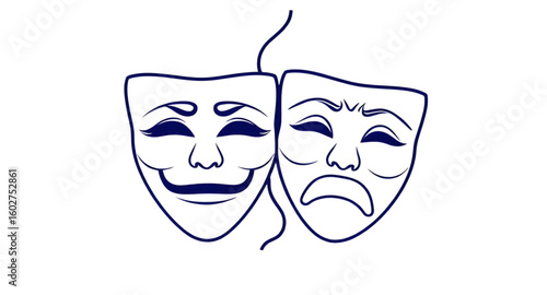 stage masks, acting masks, drama symbol, comedy mask, tragedy mask, theater icon, play masks, drama illustration, comedy tragedy icon, mask vector, theater art, performing arts icon, dramatic masks, s