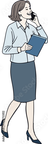 Vector illustration of a professional woman posing strongly in business