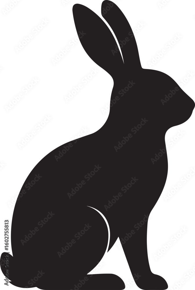 Obraz premium Stylized Rabbit Silhouette Sitting Upright – Vector Illustration