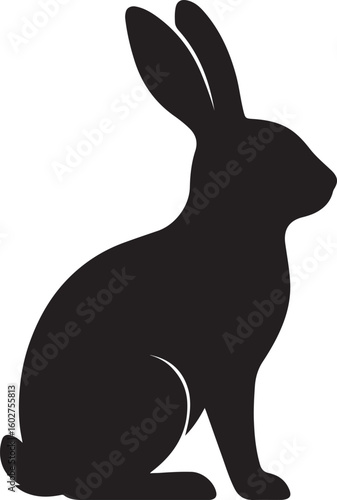 Stylized Rabbit Silhouette Sitting Upright – Vector Illustration