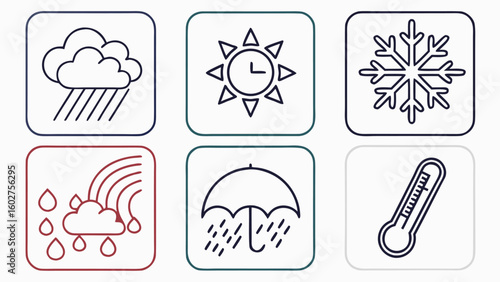 Weather Forecast UI Icon Set in Misty Gray for Apps, Dashboards, and Digital Displays