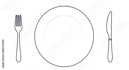 plate with fork and knife, restaurant symbol, meal icon, dishware vector, dinner setting, place setting, food icon, elegant dining, flatware on plate, breakfast plate, lunch plate, dinner plate, silve