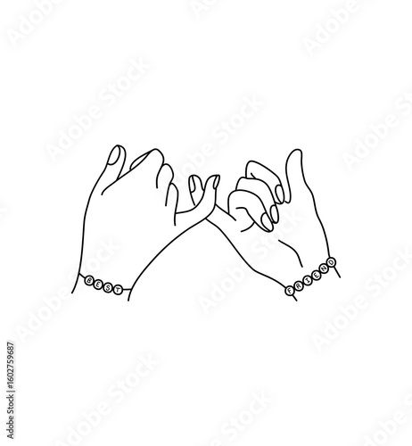 фотографія hand drawn vector illustration of a pink promise and friendship best friend brac