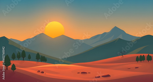 Mountain sunset, Sunset landscape, Golden hour mountains, Sun setting behind peaks, Evening sky, Mountain silhouette, Sunset glow, Sunset horizon, Sunset view, Sunset scene, Dusk in mountains, Mountai
