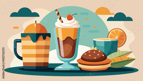 Coffee and dessert combo in elegant caf  setup     (1) | Barista Cafe Illustration