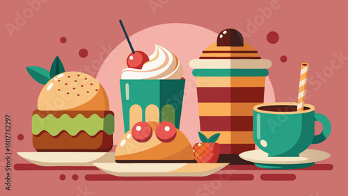 Coffee and dessert combo in elegant caf  setup | Barista Cafe Illustration