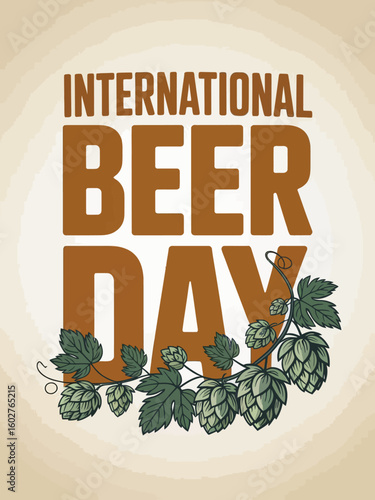International Beer Day Celebration Hops Brew Cheers Poster