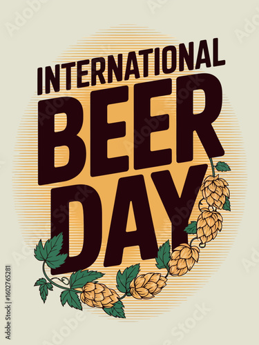 International Beer Day Celebration Hops Brew Cheers Poster