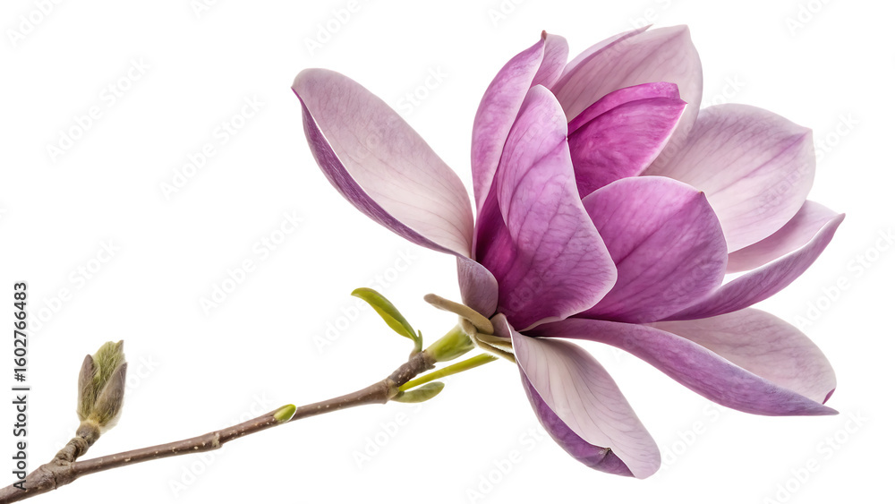 Fototapeta premium purple magnolia flower magnolia felix isolated on white background PNG, AI GENERATED