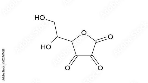 Tableau sur toile dehydroascorbic acid molecule, structural chemical formula, ball-and-stick model