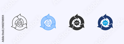 Continuous Integration Icon Set Multiple Style Collection