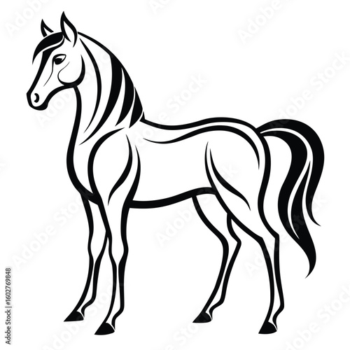 Horse animal black outline vector silhouette