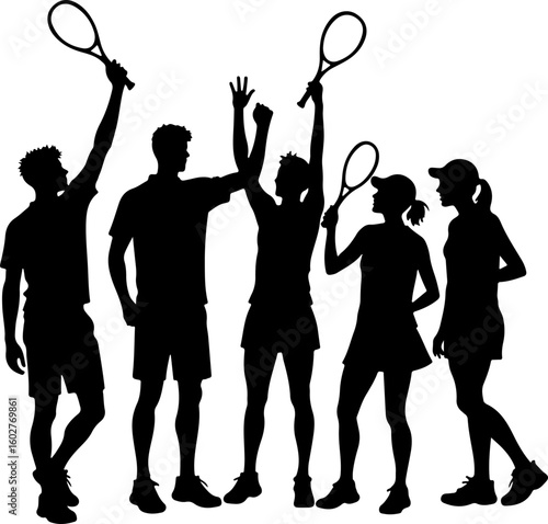Tennis, players, group, team, vector bundle