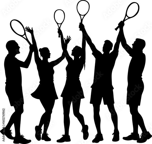 Tennis, players, group, team, vector bundle