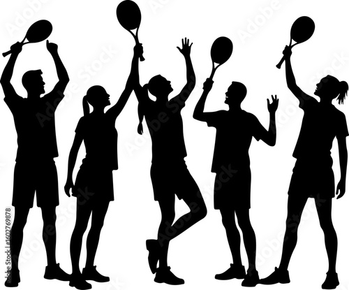 Tennis, players, group, team, vector bundle