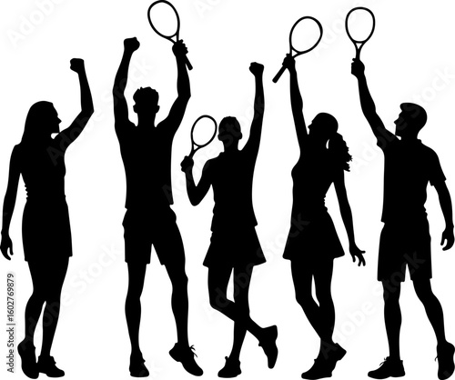 Tennis, players, group, team, vector bundle