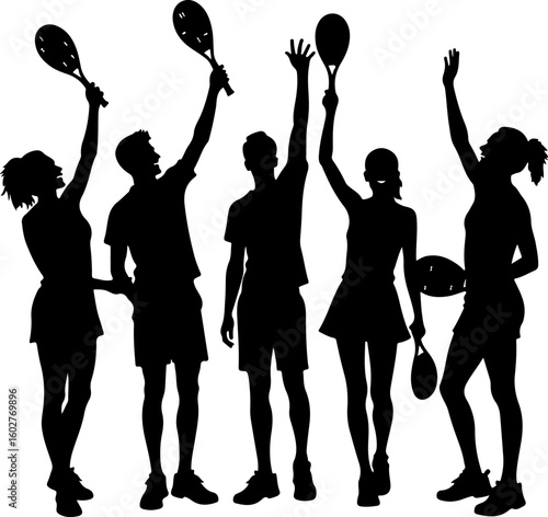 Tennis, players, group, team, vector bundle