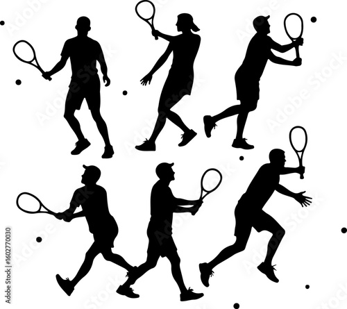 Tennis, players, group, team,  vector