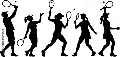 Tennis, players, group, team,  vector