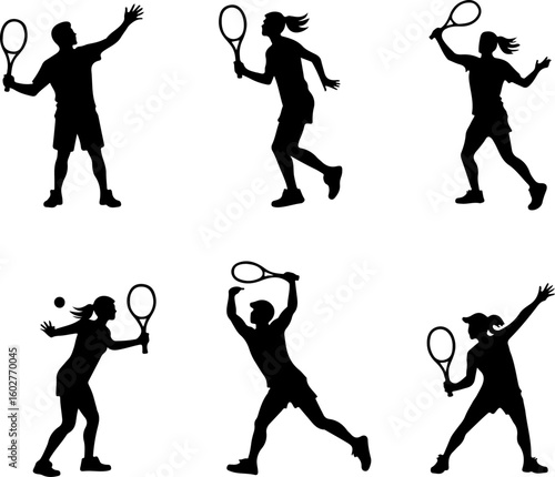 Tennis, players, group, team,  vector
