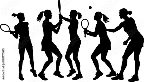 Tennis, players, group, team,  vector