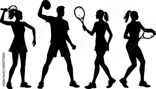 Tennis, players, group, team,  vector