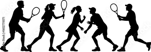 Tennis, players, group, team,  vector