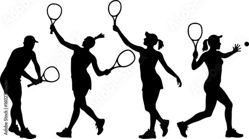 Tennis, players, group, team,  vector