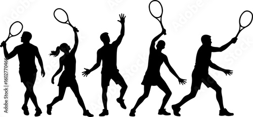 Tennis, players, group, team,  vector